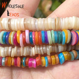 Colorful Shell Rondelle Mother Of Pearl Loose Spacer Beads 15''