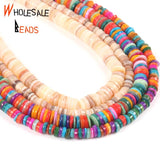 Colorful Shell Rondelle Mother Of Pearl Loose Spacer Beads 15''