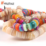 Colorful Shell Rondelle Mother Of Pearl Loose Spacer Beads 15''