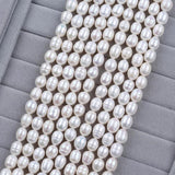 8-12mm Freshwater Beige Pearls Oval Shaped Beads DIY Bracelet Necklace