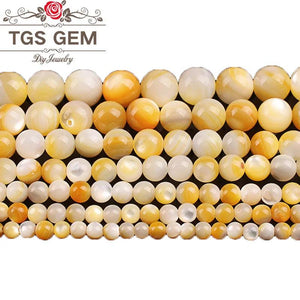 Yellow Shell Pearl Glitter Round Beads 4-9mm Jewelry Making
