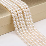 6-7mm Rice Shape Pearl Loose Beads Freshwater Pearls for Jewelry Making 14''