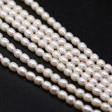 6-7mm Rice Shape Pearl Loose Beads Freshwater Pearls for Jewelry Making 14''