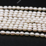 6-7mm Rice Shape Pearl Loose Beads Freshwater Pearls for Jewelry Making 14''