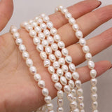 6-7mm Rice Shape Pearl Loose Beads Freshwater Pearls for Jewelry Making 14''
