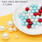 Pearl Button Beads for Jewelry Making DIY 6-12mm Round ABS Acrylic Half Drilled