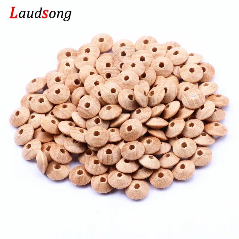 50pcs 6*13mm Natural Wooden Lentil Spacer Beads for DIY Jewelry Making