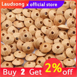 50pcs 6*13mm Natural Wooden Lentil Spacer Beads for DIY Jewelry Making