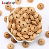 50pcs 6*13mm Natural Wooden Lentil Spacer Beads for DIY Jewelry Making