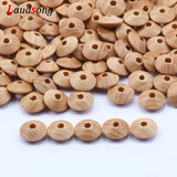 50pcs 6*13mm Natural Wooden Lentil Spacer Beads for DIY Jewelry Making