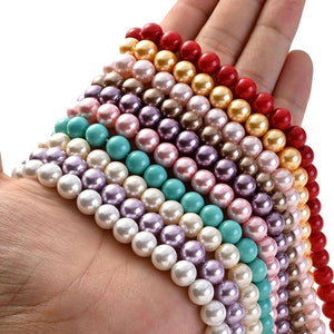 Colorful Pearl Beads Glass Loose Spacer Beads for DIY Bracelet Necklace