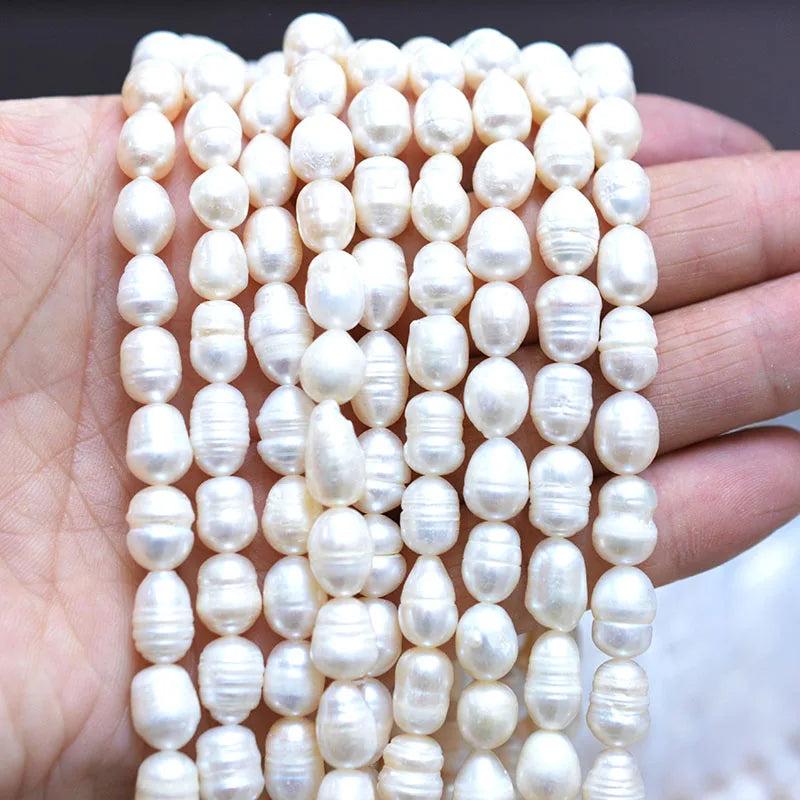 Natural Freshwater Pearl Beads High Rice Shape Punch Loose Beads