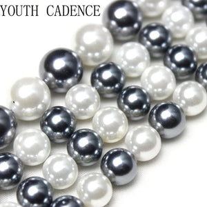 Grey Shell Pearl Round Spacer Beads 15''
