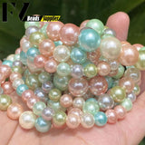 Natural Colorful Shell Pearls Round Loose Beads for Jewelry Making DIY