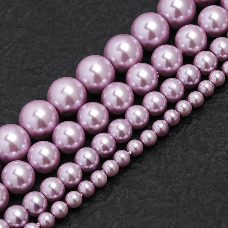 Purple Shell Pearls Beads for Jewelry Making DIY Crafts - 15''