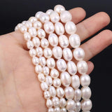 Natural Freshwater Pearl Beads Rice Round Shape Loose Beaded Jewelry Making DIY