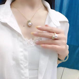 Freshwater Pearl 925 Silver Jewelry Sets Leopard Ring Earring Necklace