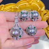 Romantic S925 Silver Freshwater Pearl Earrings Ring Necklace Set