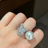 Sterling 925 Silver CZ Pearl Jewelry Set for Wedding