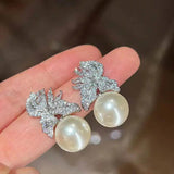Sterling 925 Silver CZ Pearl Jewelry Set for Wedding