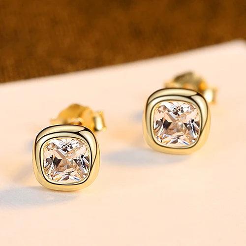 Minimal CZ Earrings Necklace Set 925 Silver Crystal Jewelry
