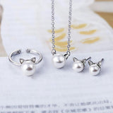 Cat Shape Party Jewelry Set 925 Silver Necklace Stud Earrings Ring