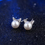 Cat Shape Party Jewelry Set 925 Silver Necklace Stud Earrings Ring