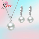 925 Silver Pearl Earrings Necklace Set for Women