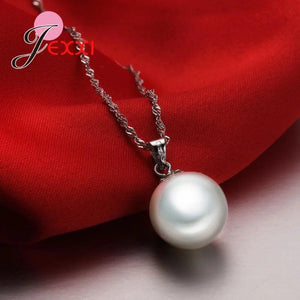 925 Silver Pearl Earrings Necklace Set for Women