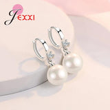 925 Silver Pearl Earrings Necklace Set for Women