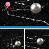 925 Silver Pearl Earrings Necklace Set for Women