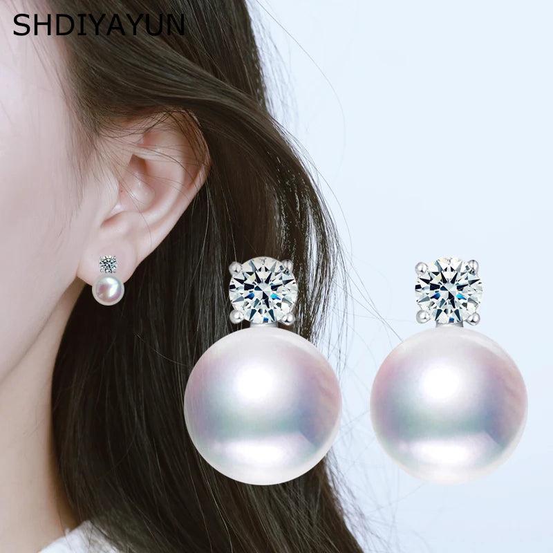 Freshwater Pearl Stud Earrings Silver Wedding Jewelry