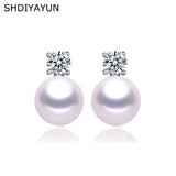 Freshwater Pearl Stud Earrings Silver Wedding Jewelry