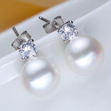 Freshwater Pearl Stud Earrings Silver Wedding Jewelry