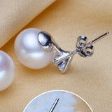 Freshwater Pearl Stud Earrings Silver Wedding Jewelry