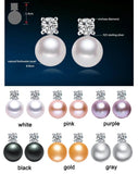 Freshwater Pearl Stud Earrings Silver Wedding Jewelry