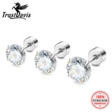 TrustDavis 925 Sterling Zircon Stud Earrings