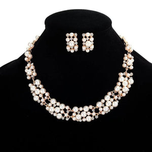 Pearl Wedding Jewelry Set Bridal Crystal