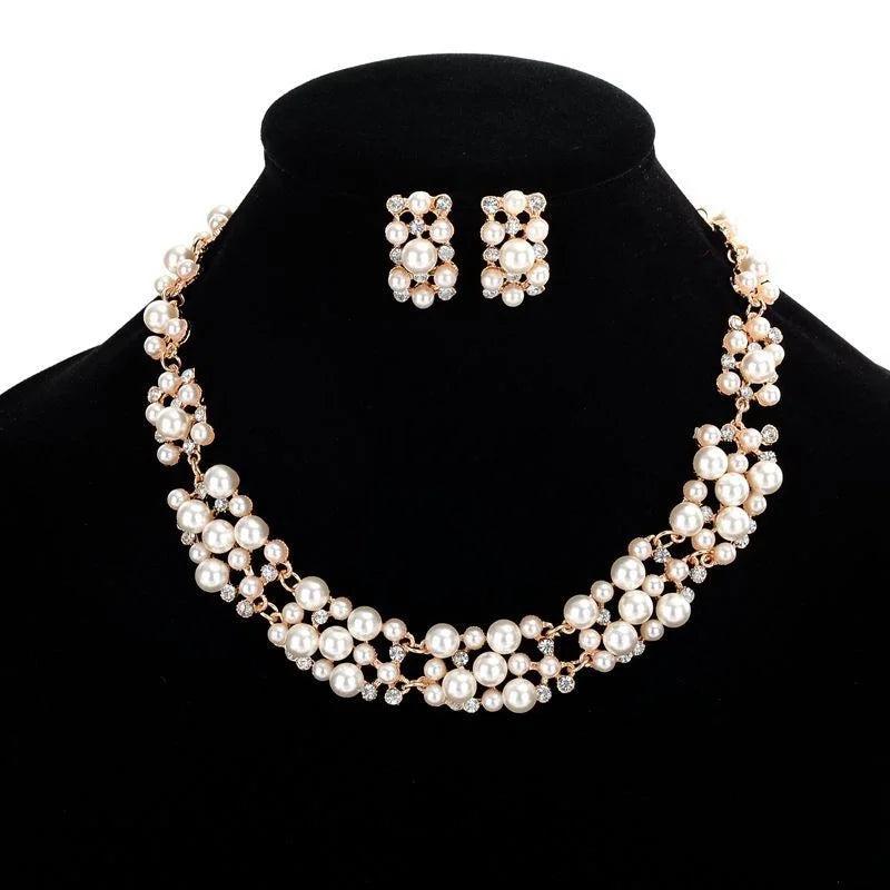Pearl Wedding Jewelry Set Bridal Crystal
