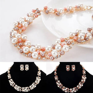 Pearl Wedding Jewelry Set Bridal Crystal