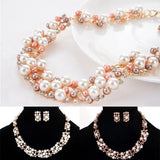 Pearl Wedding Jewelry Set Bridal Crystal