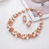Pearl Wedding Jewelry Set Bridal Crystal