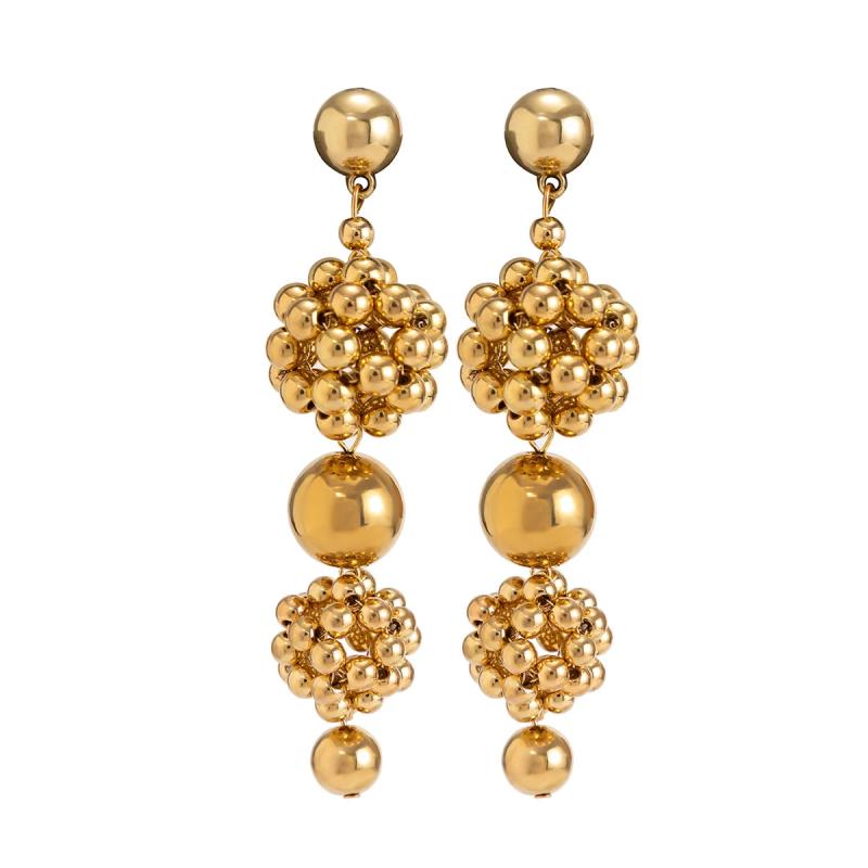 Punk Braided CCB Plastic Ball Hoop Earrings Geometric Round Ball Ear