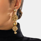 Punk Braided CCB Plastic Ball Hoop Earrings Geometric Round Ball Ear