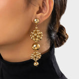 Punk Braided CCB Plastic Ball Hoop Earrings Geometric Round Ball Ear