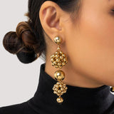 Punk Braided CCB Plastic Ball Hoop Earrings Geometric Round Ball Ear