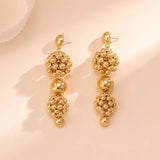 Punk Braided CCB Plastic Ball Hoop Earrings Geometric Round Ball Ear