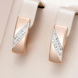 Kinel Square Wide Earrings 585 Rose Silver Mix Natural Zircon Ethnic Bride