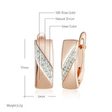 Kinel Square Wide Earrings 585 Rose Silver Mix Natural Zircon Ethnic Bride