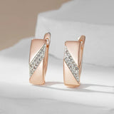 Kinel Square Wide Earrings 585 Rose Silver Mix Natural Zircon Ethnic Bride